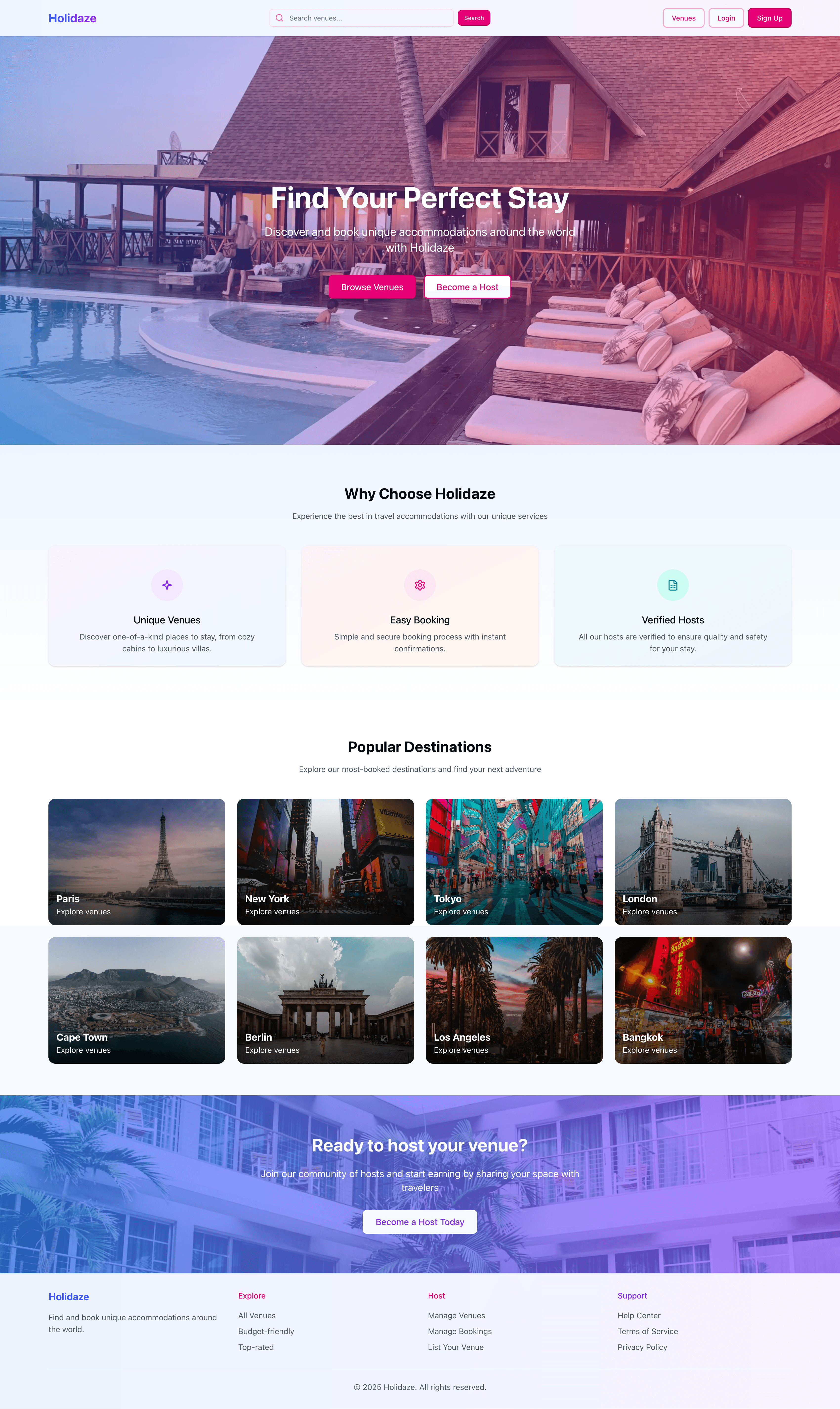Holidaze - Full-featured accommodation booking platform with Next.js